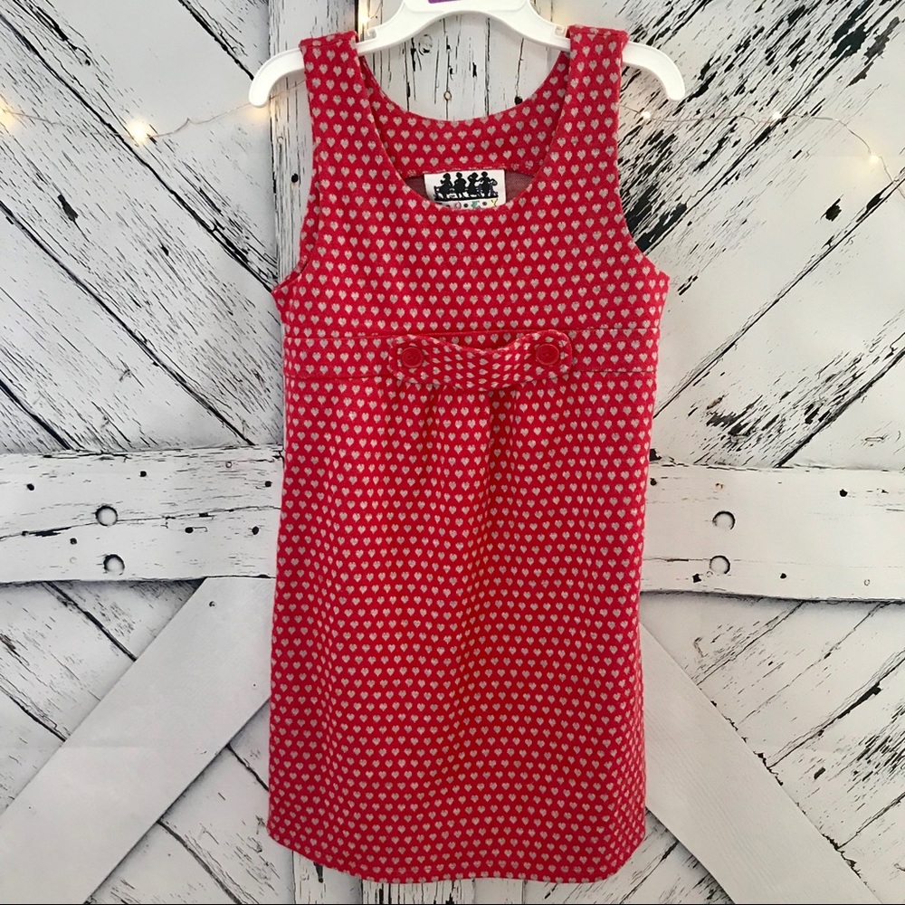 Girls Red/Gray Heart Tank Dress (6X)
